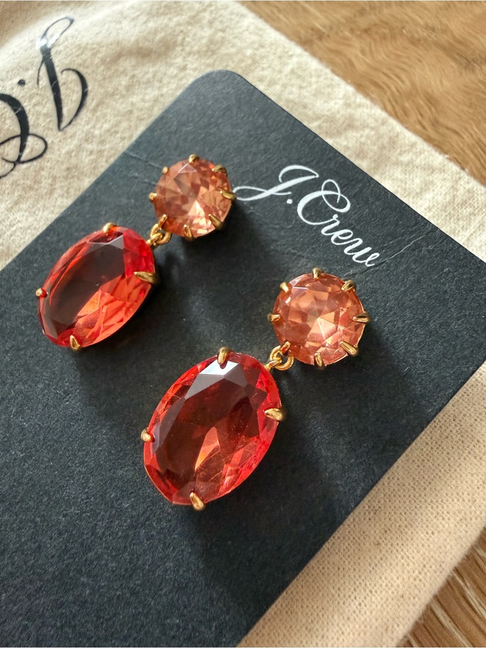 J.Crew Oval-shaped stone drop earrings-H9243-pink-NEW